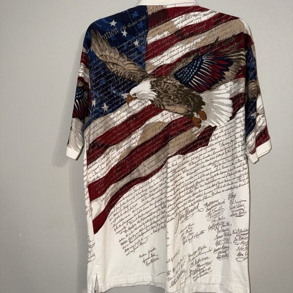 Cotton Traders America Polo Shirt USA Patriotic Eagle Flag Mens Large Sport - Picture 6 of 12